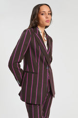 BROWN STRIPED WOOL JACKET