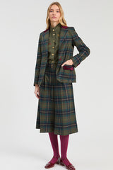 GREEN BURGUNDY PLAID WOOL SHORTS