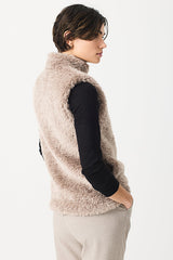 FUNNEL COLLAR FAUX FUR VEST