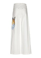EMBROIDERY COMFORTABLE STRAIGHT TROUSERS