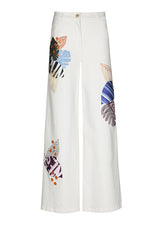 EMBROIDERY COMFORTABLE STRAIGHT TROUSERS