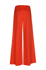 CHERRY ELASTICATED WAIST WIDE TROUSERS