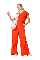 CHERRY ELASTICATED WAIST WIDE TROUSERS