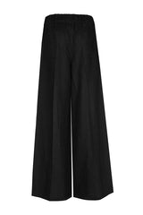 BLACK LINEN ELASTICATED TROUSERS