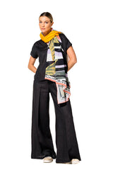 BLACK LINEN ELASTICATED TROUSERS