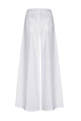WHITE LINEN ELASTICATED TROUSERS