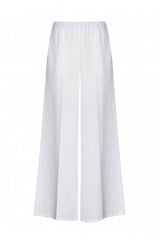 WHITE LINEN ELASTICATED TROUSERS