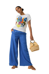 TOUAREG ELASTICATED WAIST LINEN PALAZZO TROUSERS
