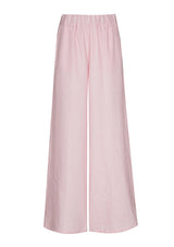 SOFT PINK ELASTICATED WAIST LINEN PALAZZO TROUSERS
