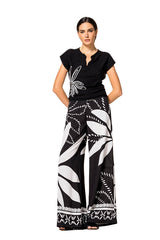 LEAF PRINTED LOOSE PALAZZO TROUSERS