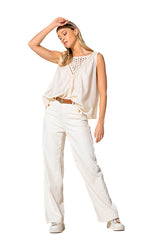 CREAM COTTON TROUSERS