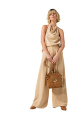 PLEAT DETAIL WIDE-LEG TROUSERS
