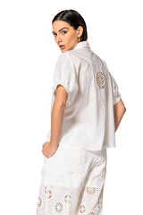 OFF WHITE EMBROIDERED SHORT SLEEVE SHIRT
