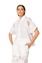OFF WHITE EMBROIDERED SHORT SLEEVE SHIRT
