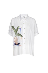 EMBROIDERED SHORT SLEEVE COTTON BLOUSE