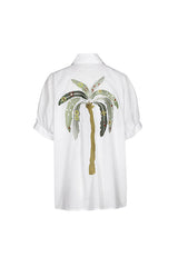 EMBROIDERED SHORT SLEEVE COTTON BLOUSE