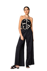 HALTERNECK JACQUARD COTTON MIX TOP