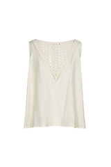 CREAM SLEEVELESS LACE TOP