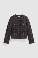 JESSY COLLARLESS MULTICOLOR TWEED JACKET