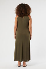 LIMOSA KAKI LONG INTERLOCK JERSEY DRESS