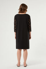 AFELIO CROCHET-KNIT AND JERSEY MINI DRESS