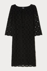AFELIO CROCHET-KNIT AND JERSEY MINI DRESS