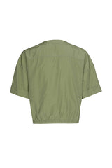 KHAKI SHORT SLEEVES COTTON MIX BLOUSE