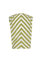 KHAKI STRIPED CROSS-OVER TOP