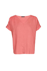 PEACH V-NECK LINEN BLOUSE