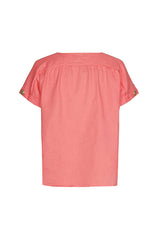 PEACH V-NECK LINEN BLOUSE