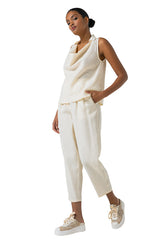 NATUREL COLLAR EFFECT LINEN TOP