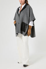 OMBRA BLACK GREY DOUBLE WOOL-BLEND CAPE