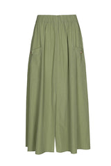 KHAKI COTTON MIX ELASTIC SKIRT