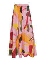 ABSTRACT PRINT MIDI-SKIRT