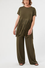 AUSTERO KAKI JERSEY TROUSERS