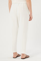 GRADI WHITE STRETCH SCUBA CREPE FABRIC CIGARETTE TROUSERS