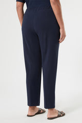 GRADI BLUE STRETCH SCUBA CREPE FABRIC CIGARETTE TROUSERS