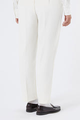 ZODIACO WHITE JERSEY CRÊPE SLIM-FIT TROUSERS