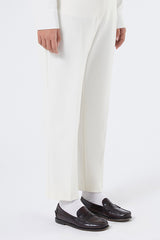 ZODIACO WHITE JERSEY CRÊPE SLIM-FIT TROUSERS