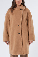 GRAZIA PLUSH-EFFECT JERSEY COAT