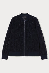 VAIMY VELVET LACE BOMBER JACKET