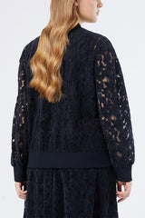 VAIMY VELVET LACE BOMBER JACKET
