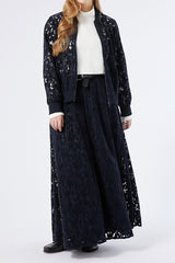 VAIMY VELVET LACE BOMBER JACKET