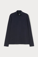 ABITURO BLUE STRETCH JERSEY POLO-NECK SWEATER