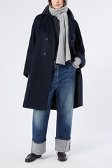 ABITURO BLUE STRETCH JERSEY POLO-NECK SWEATER