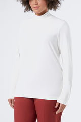 ABITURO WHITE STRETCH JERSEY POLO-NECK SWEATER