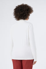 ABITURO WHITE STRETCH JERSEY POLO-NECK SWEATER