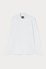 ABITURO WHITE STRETCH JERSEY POLO-NECK SWEATER