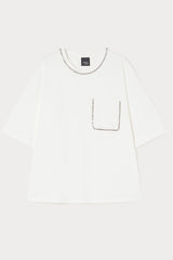 SNACK WHITE CHAIN STRETCH COTTON JERSEY T-SHIRT