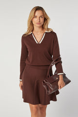 BROWN POLO KNIT SWEATER